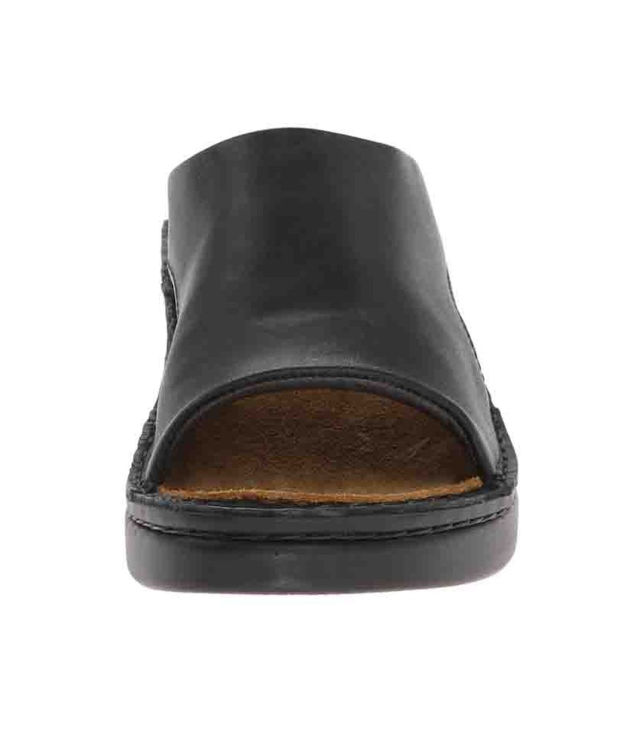 Women Naot | Rome Black Leather Slide Sandal