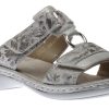 Women Rieker | Space White Silver Floral Slide Sandal