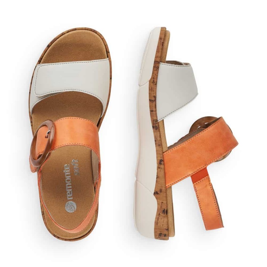 Women Remonte | Soft White Orange Sandal