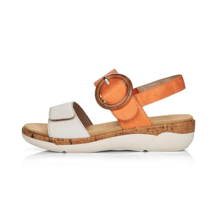 Women Remonte | Soft White Orange Sandal