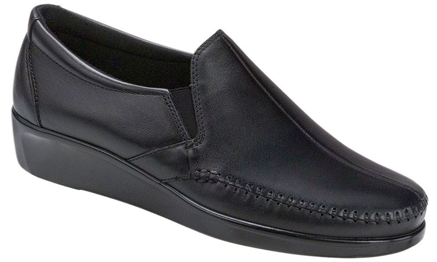 Women SAS Shoes | Dream Black Leather Slip-On Loafer