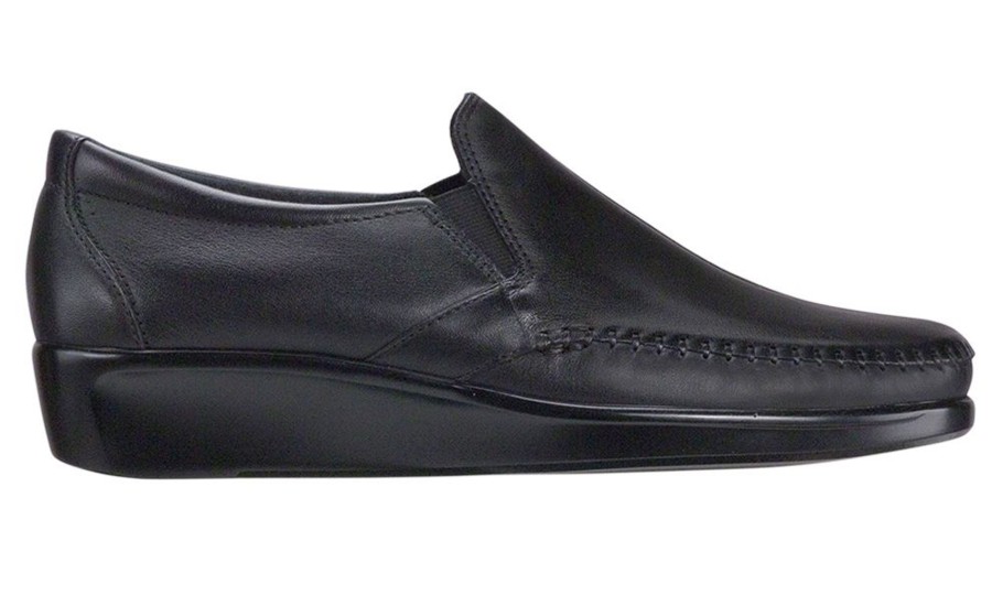 Women SAS Shoes | Dream Black Leather Slip-On Loafer