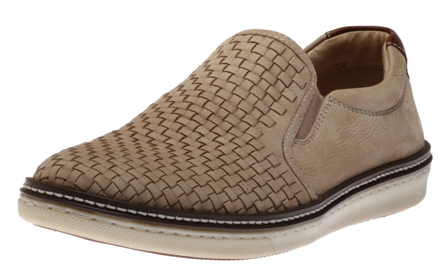 Men Johnston & M | Mcguffey Woven Beige Nubuck Slip-On Sneaker