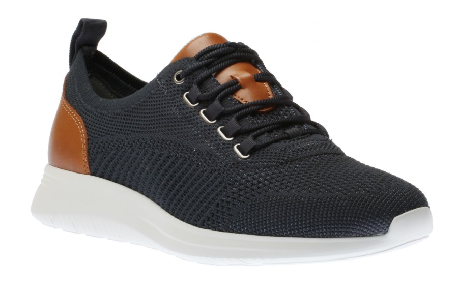 Men Johnston & Murphy | Amherst Navy Knit Lace-Up Sneaker