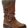 Women Remonte | Andros Brown Knit Mid-Height Boot