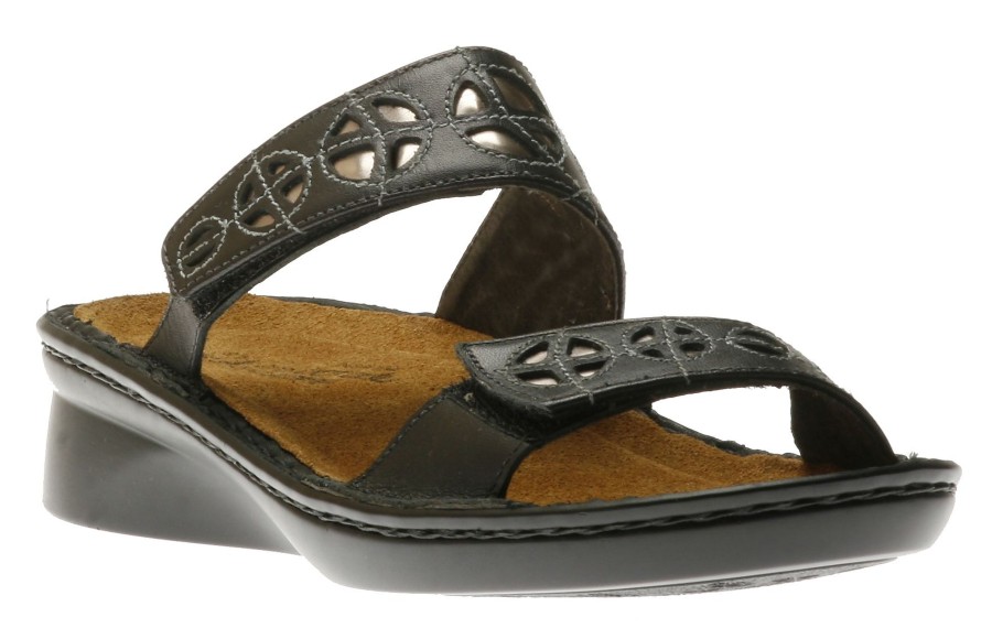 Women Naot | Cornet Black Leather Slide Sandal