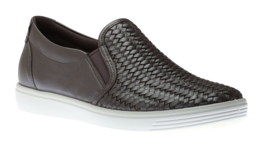 Women Ecco | Soft 7 Woven Gravity Metallic Leather Slip-On Sneaker