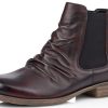 Women Remonte | Cristallino Wine Ruched Leather Chelsea Boot