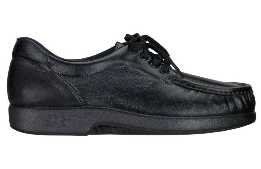 Women SAS Shoes | Take Time Black Leather Lace-Up Loafer