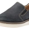 Men Johnston & M | Mcguffey Perforated Navy Leather Slip-On Sneaker