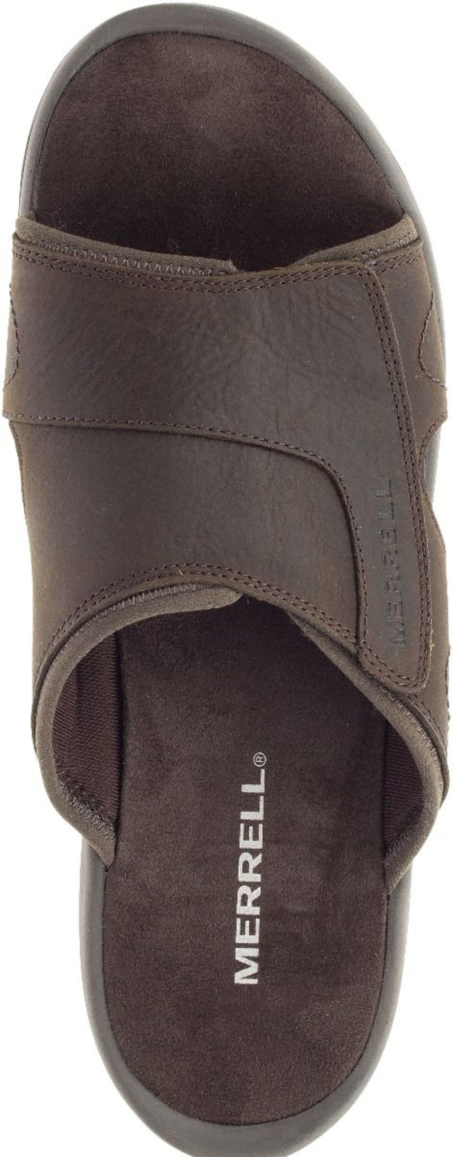 Men Merrell | Sandspur 2 Earth Brown Leather Slide Sandal