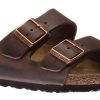 Men Birkenstock | Arizona Hard Footbed Habana Brown Oiled Leather Slide Sandal