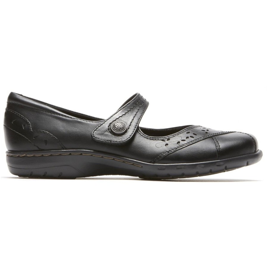 Women Cobb Hill | Petra Black Leather Mary Jane Flat