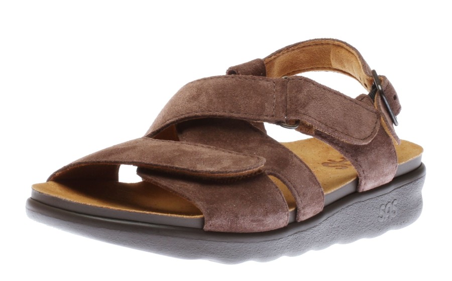 Women SAS Shoes | Huggy Teddy Brown Cross Strap Sandal