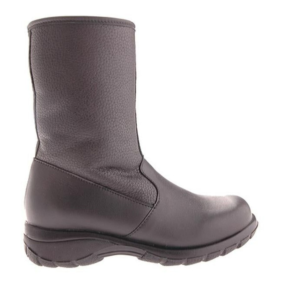 Women Toe Warmers | Shield Black Leather Mid-Calf Winter Boot