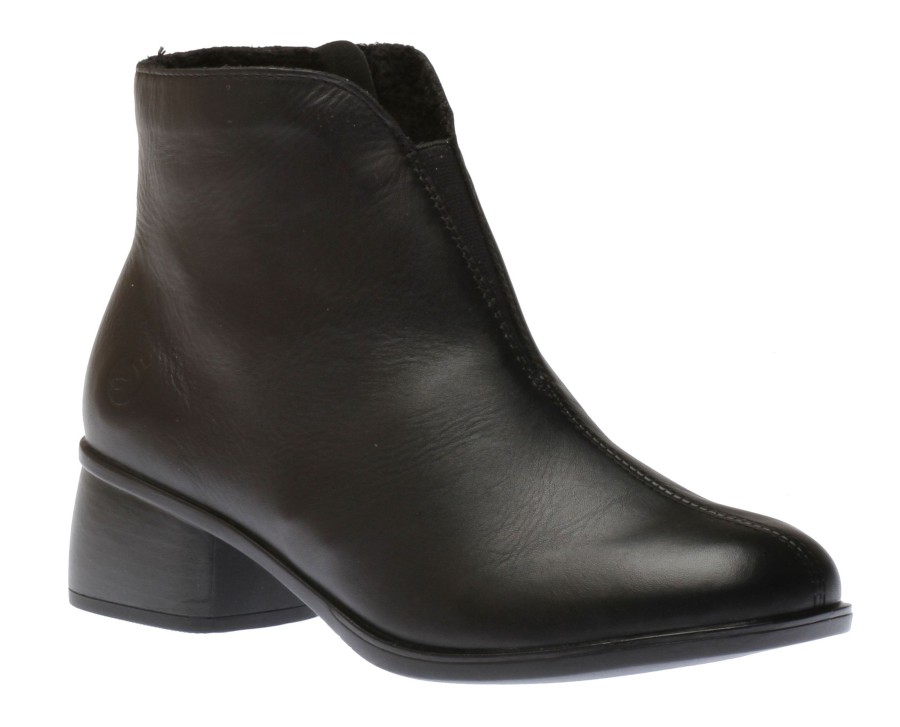 Women Remonte | Odeon Black Leather Ankle Boot