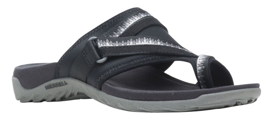 Women Merrell | Terran 3 Cush Post 3 Black Wide Width Thong Sandal