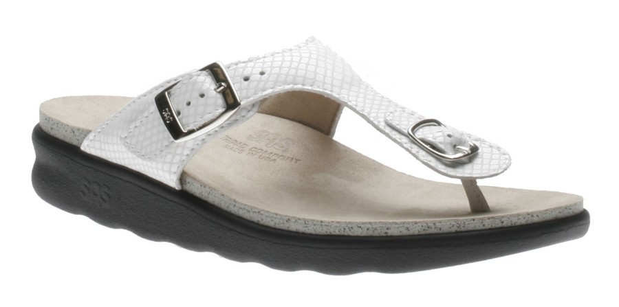 Women SAS Shoes | Sanibel White Snake Thong Sandal