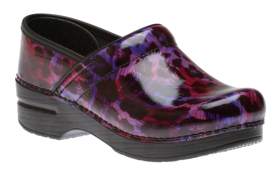 Women Dansko | Professional Painted Leopard Patent Clog