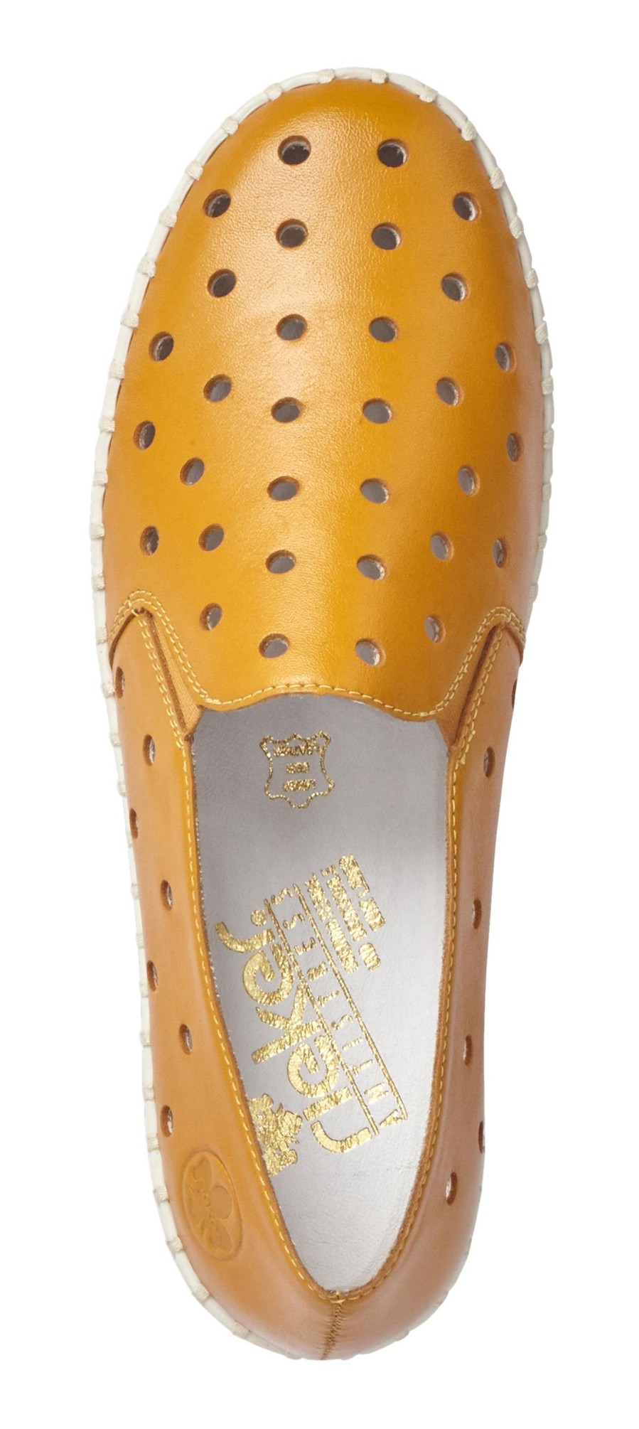 Women Rieker | Newark Yellow Perforated Leather Loafer