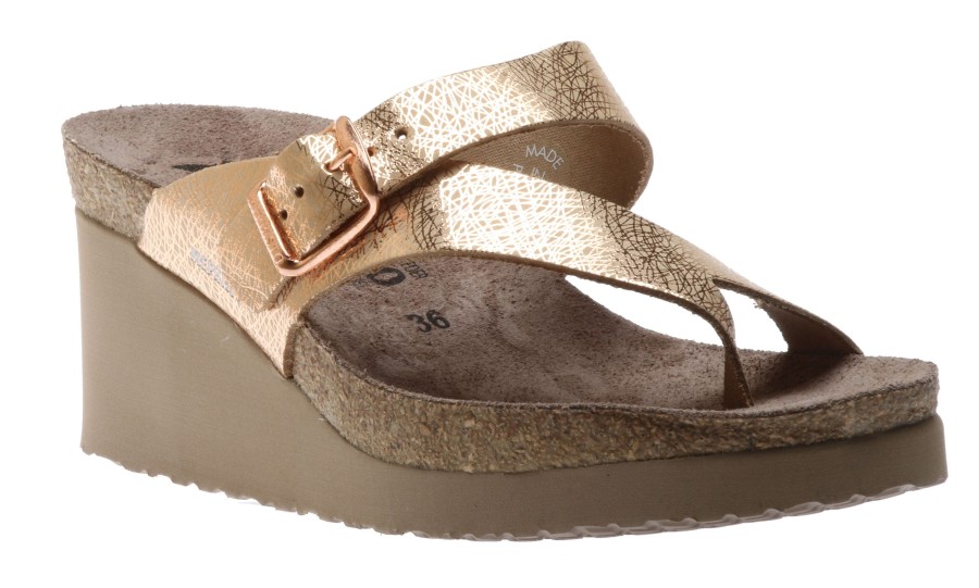 Women Mephisto | Tyfanie Copper Leather Slip-On Wedge Heel Sandal