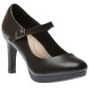 Women Clarks | Ambyr Shine Black Leather Mary Jane Heel Pump