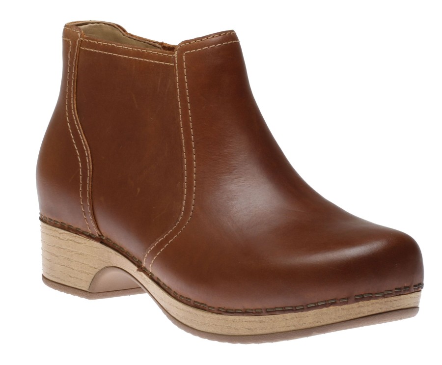 Women Dansko | Barbara Tan Brown Oiled Leather Ankle Boot