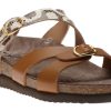 Women Mephisto | Hannel Copacabana Camel Waxy Leather Slide Sandal