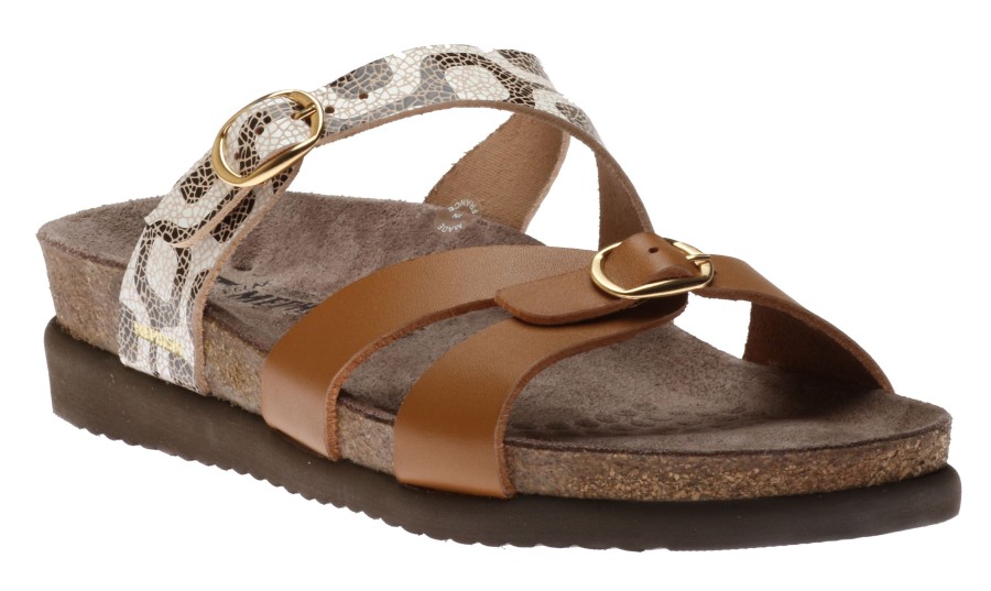 Women Mephisto | Hannel Copacabana Camel Waxy Leather Slide Sandal