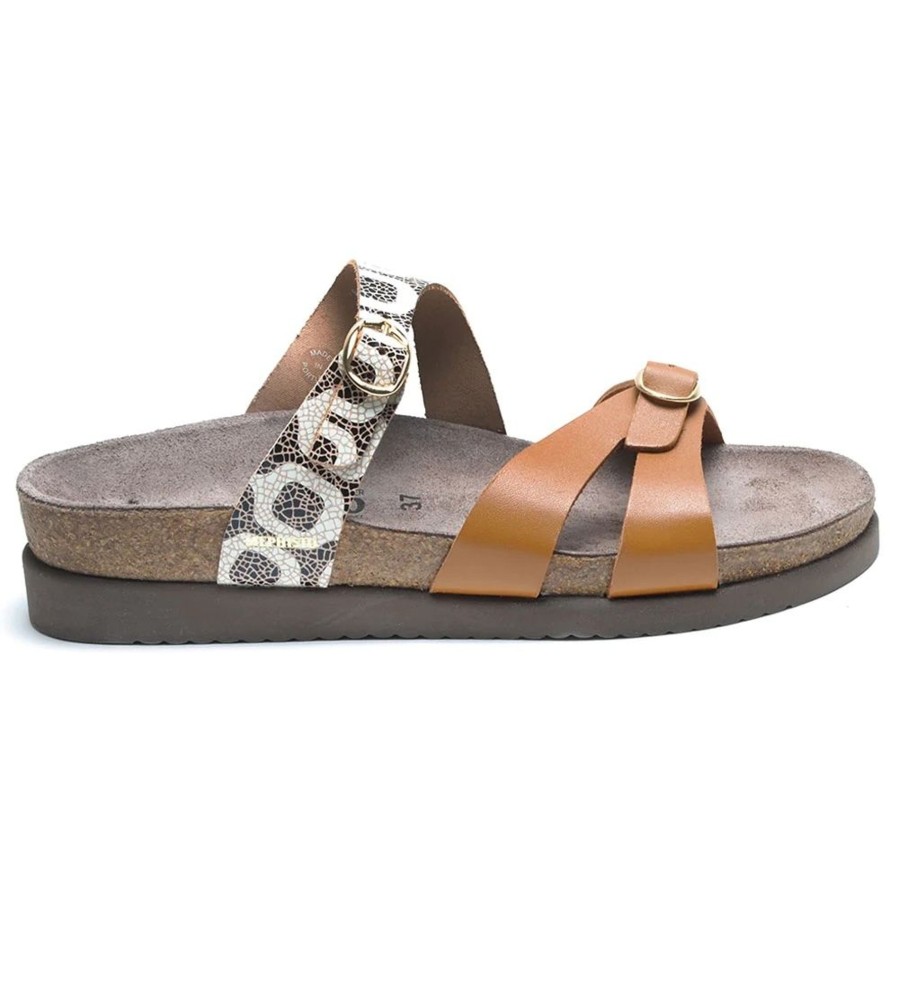 Women Mephisto | Hannel Copacabana Camel Waxy Leather Slide Sandal