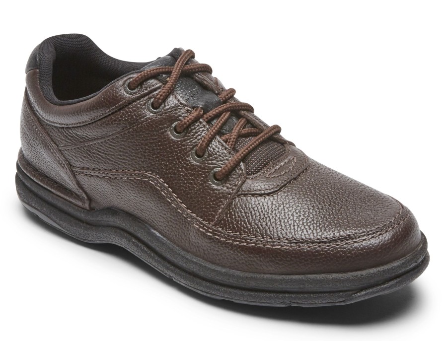 Men Rockport | World Tour Classic Brown Leather Lace-Up Walking Shoe