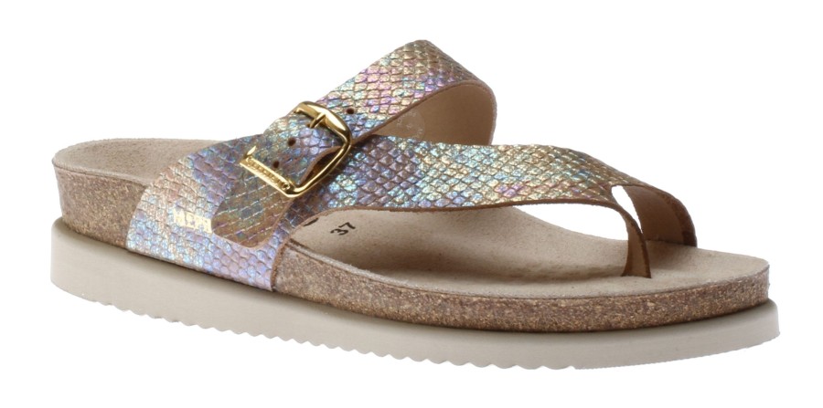 Women Mephisto | Helen Gold Multicoloured Reptilia Thong Sandal