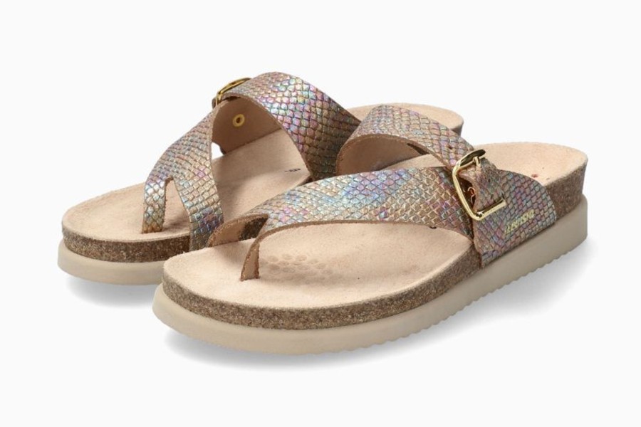 Women Mephisto | Helen Gold Multicoloured Reptilia Thong Sandal