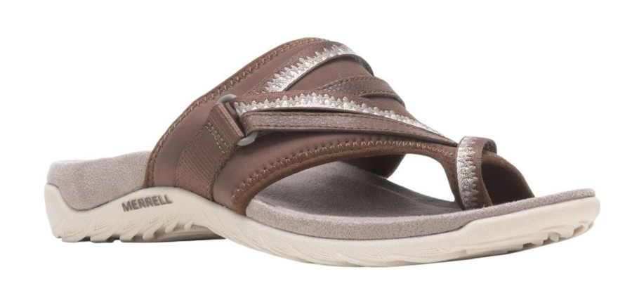 Women Merrell | Terran 3 Cush Post Dark Earth Brown Thong Sandal