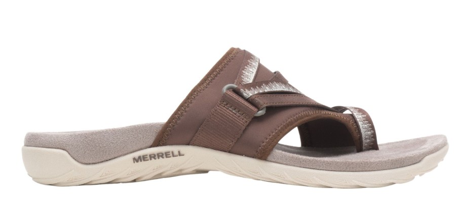 Women Merrell | Terran 3 Cush Post Dark Earth Brown Thong Sandal