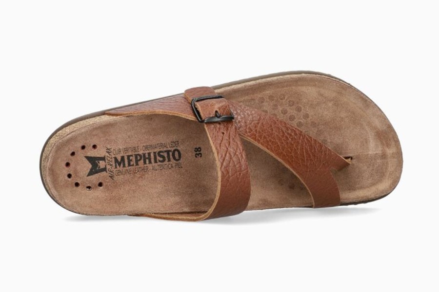 Women Mephisto | Helen Desert Brown Leather Thong Sandal