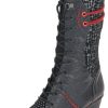 Women Remonte | Ottawa Black Red Mid-Calf Boot