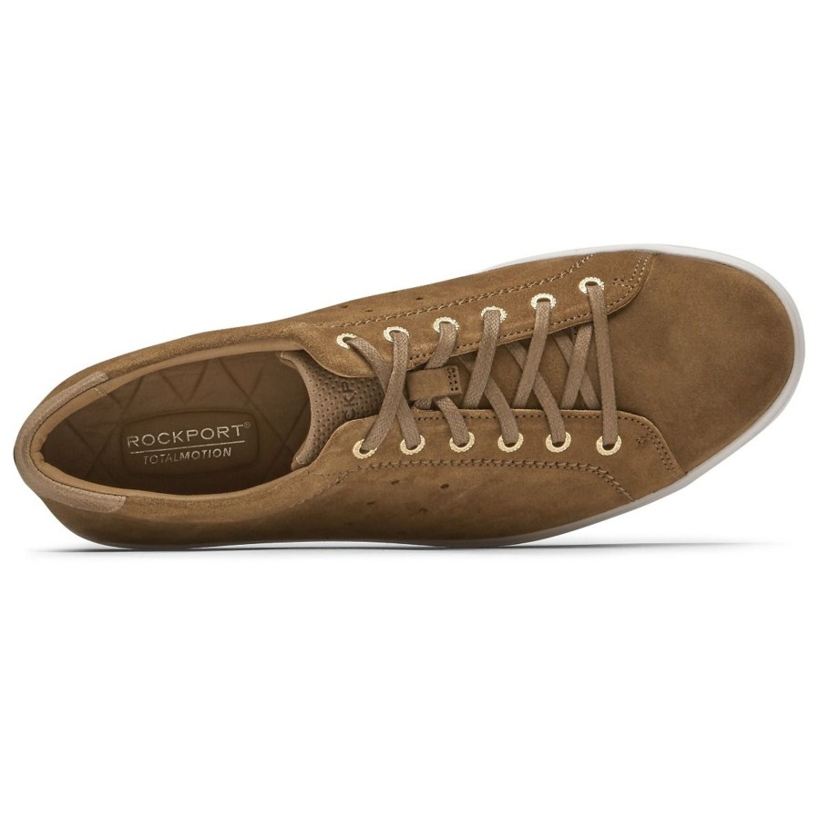 Men Rockport | Total Motion Lite Tan Suede Lace-Up Sneaker