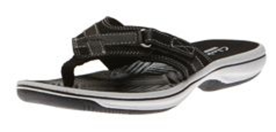 Women Clarks | Breeze Sea Black Thong Sandal