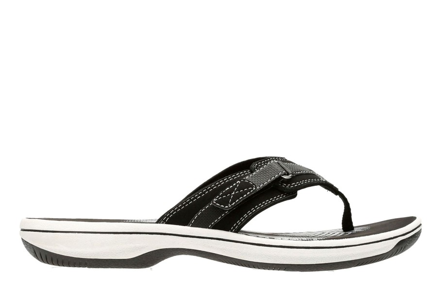 Women Clarks | Breeze Sea Black Thong Sandal