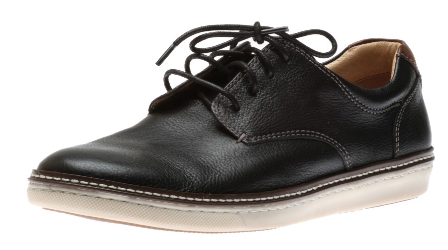 Men Johnston & Murphy | Mcguffey Plain Toe Black Leather Derby Sneaker