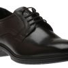 Men Ecco | Lisbon Black Leather Lace-Up Plain Toe Dress Shoe