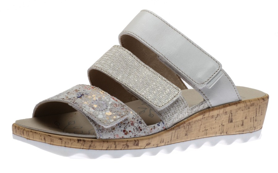 Women Romika | Gina 17 White Leather Slide Wedge Sandal