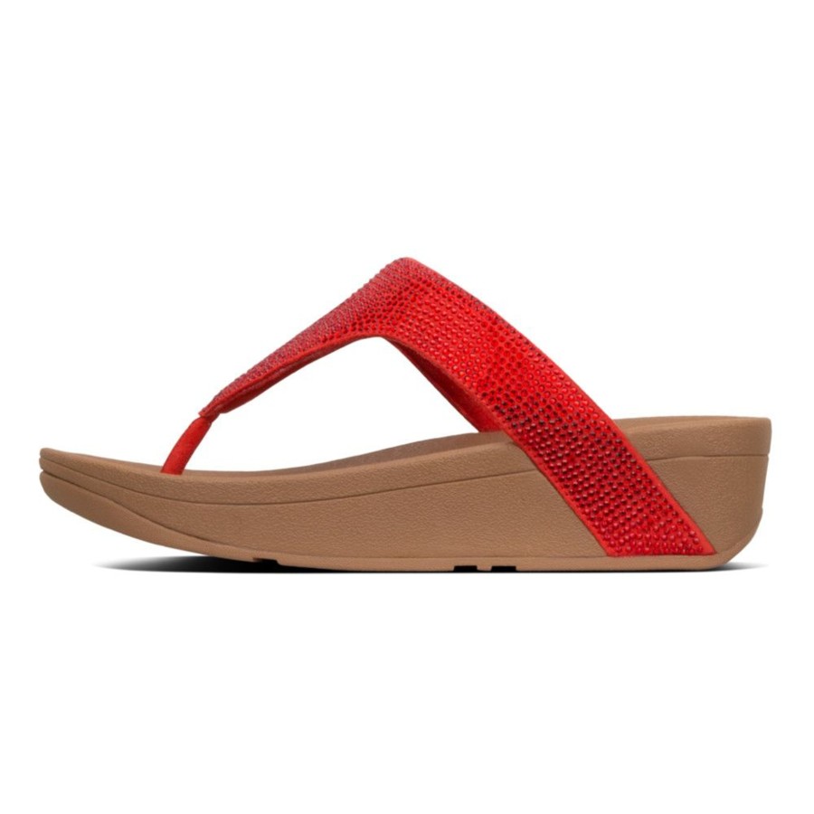 Women Fit Flop | Lottie Shimmer Crystal Passion Red Thong Sandal