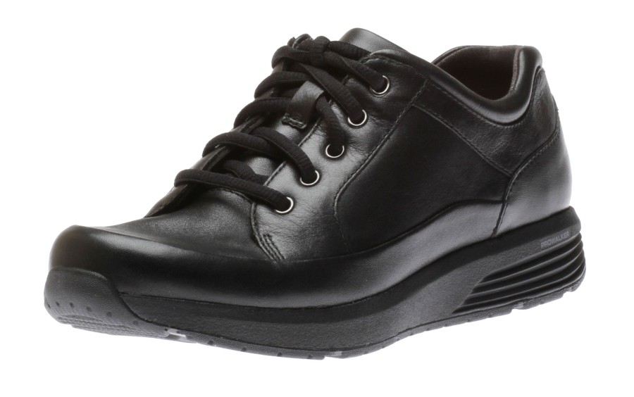 Women Rockport | Trustride Waterproof Black Leather Lace-Up Sneaker