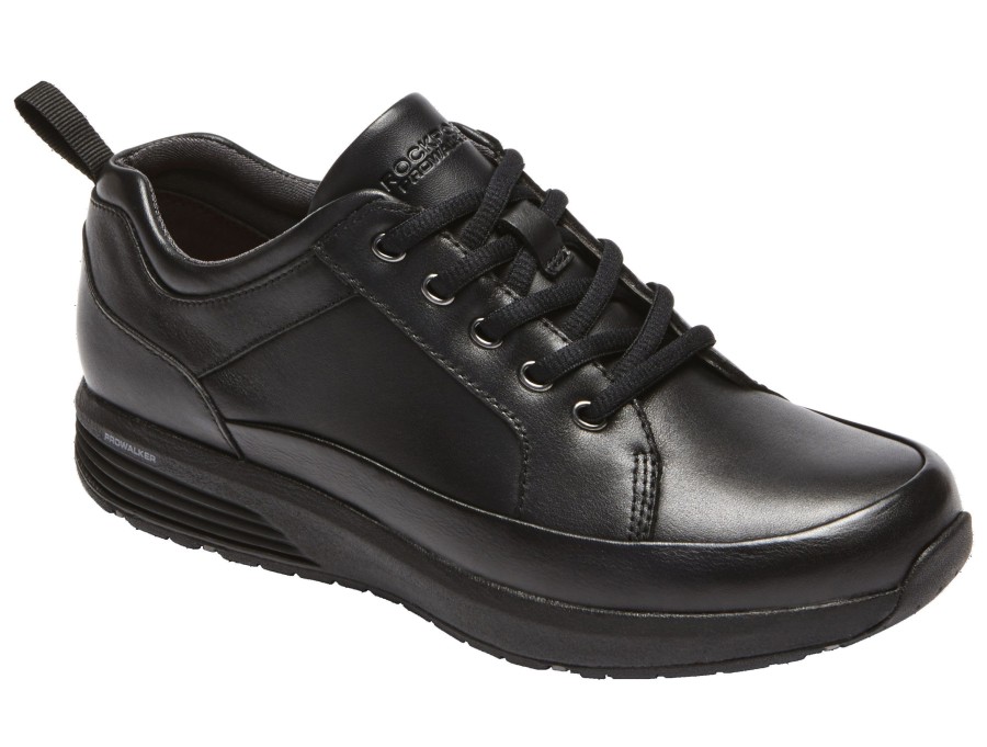 Women Rockport | Trustride Waterproof Black Leather Lace-Up Sneaker