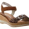 Women Remonte | Leosamt Brown Cheetah Print Wedge Sandal