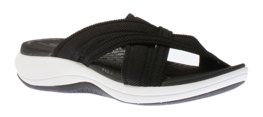 Women Clarks | Mira Isle Black Slide Sport Sandal