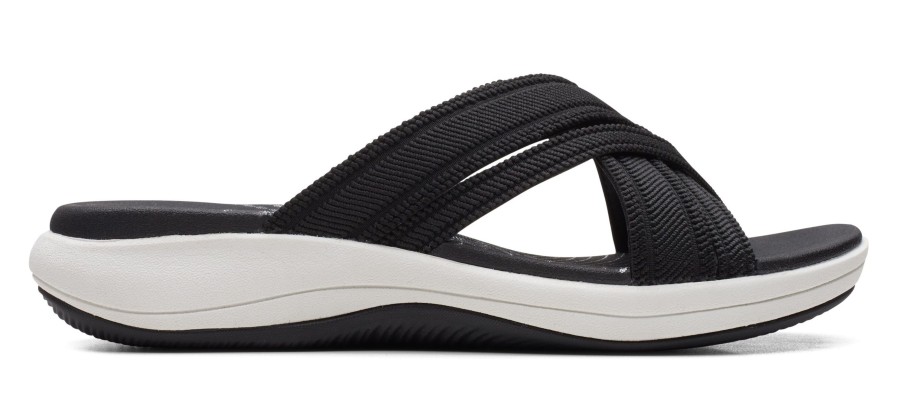 Women Clarks | Mira Isle Black Slide Sport Sandal