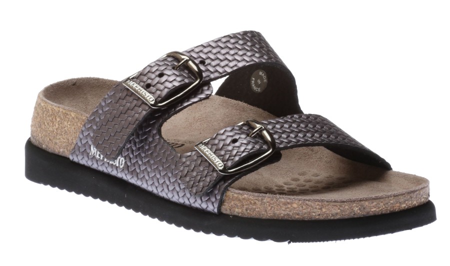 Women Mephisto | Helda Plus Wide Width Grey Twist Slide Sandal